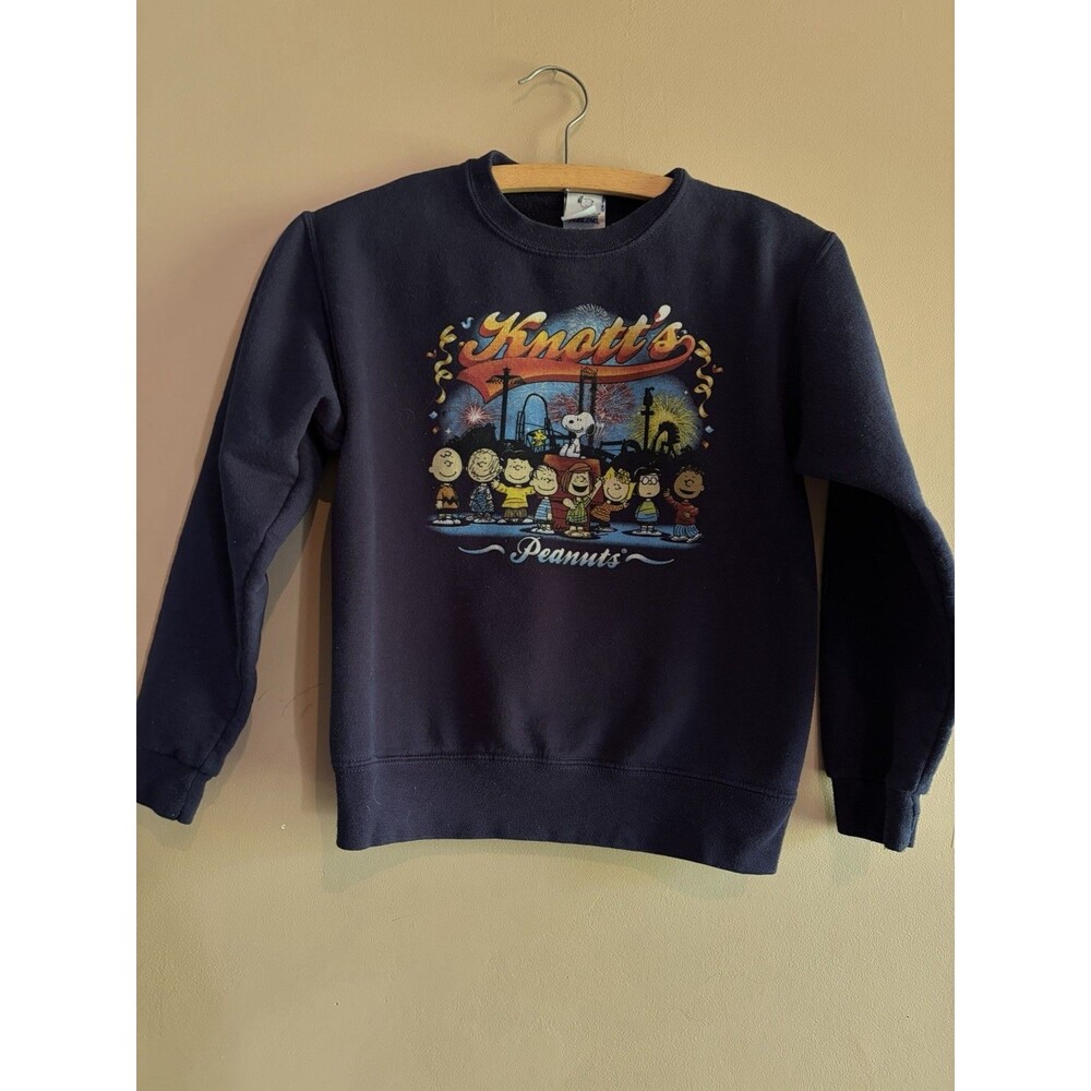 Knotts Berry Farm Amusement Park Peanuts Snoopy Sweatshirt Size Med 10-12 Navy